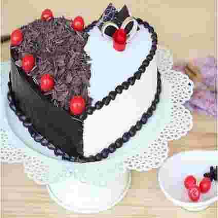 Heart shape Black forest Vanilla cake